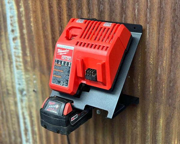 Milwaukee M18 Battery Charger Mount - Slatwall Storage