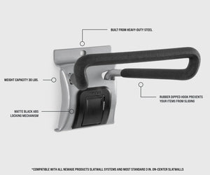 NewAge Lockable Slatwall 4" Loop Hook