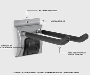 NewAge Lockable Slatwall 8" Double Hook