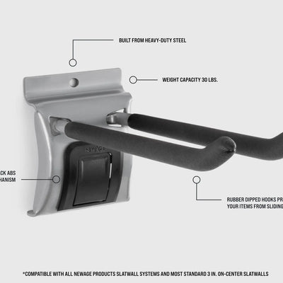 NewAge Lockable Slatwall 8" Double Hook