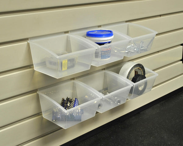 HandiWALL 6 Medium Bin Set (Clear) - Slatwall Storage